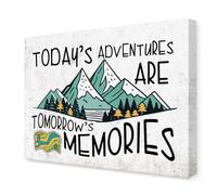 SSOPTMCB Vintage Camping Wall-Art Canvas, Today's Adventures Are Tomorrow's Memories Inspirational, Rustic Decor for RV Cabin Lake House, Camper Gift Idea(Framed,08x12inch(20x30cm))