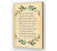 SSOPTMCB Vintage Religious Wall-Art, May God Bless You Bible Quote from Numbers, Scripture Poster for Bedroom, Entryway or as a Gift(Framed,08x12inch(20x30cm))