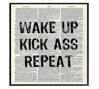 SSOPTMCB Wake Up Dictionary Art Motivational Wall-Art Canvas Print Morning Inspiration for Home Office Workspace Decor(Framed,12x18inch(30x45cm))