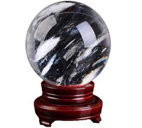 SSOPTMCB White Clear Quartz Crystal Ball, Photography Prop for Magical Shots Elegant Home Party Decor with Stand Semi-Precious, Jade,50mm Gemstone Stone