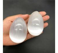 SSOPTMCB White Selenite Egg Stone Polished Gypsum Crystal Shape Minerals Home Decor Gemstone Stone