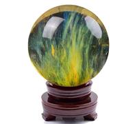SSOPTMCB Yellow Ball with Stand Crystal Spher Melting Quartz Gemstone for Feng Shui Divination Sphere Home Decoration,5.5" Gemstone Stone