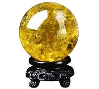 SSOPTMCB Yellow Crystal Ball with Base Fengshui Citrine Sphere Quartz Gemstone for Feng Shui Divination Decoration Attract Wealth,6cm/2.4in Gemstone Stone