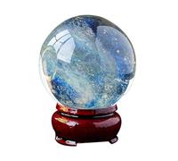 SSOPTMCB Yellow Crystal Ball with Wooden Stand Melting Smelt Citrine Quartz Sphere for Healing/Divination/Chakra Balance/Yoga/Home/Office FengShui Decoration,70mm Gemstone Stone