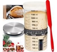 SSQENEN Kit de tarro de inicio de masa madre suministros para hornear pan, 44 onzas de masa madre de boca ancha con tapa de acero inoxidable, tarro de vidrio para iniciador de masa madre, perfecto