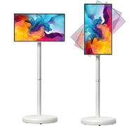 SSQUZA Portatil TV 8 GB Ram + 128 GB Almacenamiento,Pantalla Rotativa Tele Portatil con Ruedas,Tele Portatil con Control Remoto Cámara Web 13 MP para Entretenimiento Doméstico Y Viaje 24in