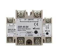 SSR-40DA 10A 25A 30A 40A 50A 60A 75A 80A 90A 100A 10 25 30 40 50 60 75 80 DD DA AA 24V a a AC 220V Relé de estado sólido SSR(SSR-100DD DC-DC)