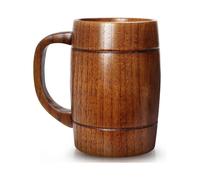 SSRGV 14 oz Large Wooden Beer Mug Best Wood Drinking Cup Wooden Tankard Beer Glass Stein Tea Cup Barrel Mug for Men Women Coffee Mug Gift Viking Mug
