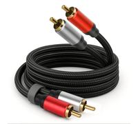 SSS·GRGB Cable de audio 2RCA a 2RCA de 16.4 pies, chapado en oro macho a macho, cables RCA de alta fidelidad trenzados de nailon para cine en casa, audio de coche, amplificadores, altavoces (núcleo de