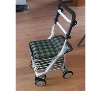 SssHfff Andadores para discapacidad, Andador 4 Ruedas Plegable Andador Movilidad Asiento Regulable en Altura Andador Ancianos Aluminio