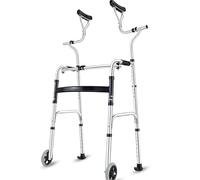 SssHfff Andadores para discapacidad, Andador Antiguo de 2 Ruedas con Doble Apoyo para los Brazos con bipedestación Plegable Ligero armazón de Aluminio Robusto Andador