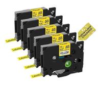 SSUMCUWR Cinta de Etiquetas láser 5 uds 9-24mm 231L1 631L1 Compatible con PT D210 PT D600 PT D400 PT P710(5pcs Black on Yellow)