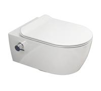 SSWW Inodoro de ducha con boquilla, grifo, función bidé sin borde, nano-revestimiento, asiento softclose, agua fría/caliente, descarga profunda 52 cm