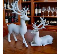 SSXOQX Decoraciones de Navidad con Renos - Par de Estatuas de Alce, Decoración de Mesa de Navidad, Escultura de Reno Exquisita, para Hogar, Oficina, Sala de Estar S5