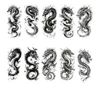 SSyang 10 Hojas Tatuajes Temporales Adultos, Tatuajes Temporales de Dragón Realistas, Tatuaje Falsos, Tatuaje Temporale Adhesivos, Pegatinas Impermeables, para Hombres y Mujeres