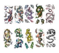 SSyang 10 Hojas Tatuajes Temporales Adultos, Tatuajes Temporales de Dragón Realistas, Tatuaje Falsos, Tatuaje Temporale Adhesivos, Pegatinas Impermeables, para Hombres y Mujeres