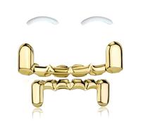 SSyang 18K Dientes de Hip Hop, Conjunto de Dientes Hiphop, Dientes Dorados, Parrillas Dentales, para Hombres, Mujeres, Cuerpo, Regalo de Fiesta de Cosplay de Halloween,Tipo de Gota de Agua(Dorado)