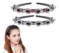 SSyang 2 Pcs Diadema Con Pinzas Diadema Con Horquilla, Diadema Pelo Rizado Diademas, Diadema De Metal Ondulado, Adecuada Bodas Bailes Fiestas Parejas Actividades Diarias (Blanco + Rosa Degradado)
