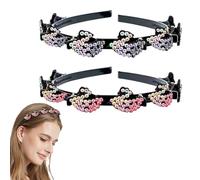 SSyang 2 Piezas Diadema Con Pinzas Diadema Con Horquilla, Diadema Pelo Rizado Diademas, Diadema De Metal Ondulado, para Bodas Bailes Fiestas Parejas Actividades Diarias(Morado + Rosa, Cisne)