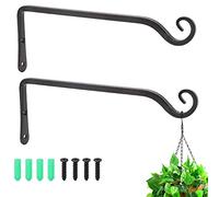 SSyang 2Pcs Ganchos Pared Soporte Planta Colgante,Soporte para Cesta Colgante Plantas Colgantes Pared Gancho Hierro Forjado Soporte,para Pájaros Campanas Viento Jardineras Ganchos Decoración(Negro)