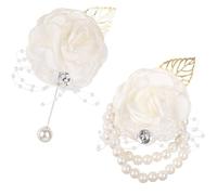 SSyang Boda Boutonniere y Flor De Muñeca Boda, Rose Boutonniere, Novio Ramillete, Ramillete para Boda, Mujer, Fiesta Blanca, decoración de Traje de Fiesta (Blanco)