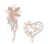 SSyang Broche de Perlas Señoras, 2 Pcs Broche con Lazo Aleación de Perlas Broche de Perlas Lazo Cardigan Suéter Broche,4.8cm,7cm,para Mujeres niña s decoración de Ropa Camisas Sombreros Bolsos (Oro)