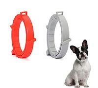 SSyang Collar Antigarrapatas para Perros Pequeños y Gatos, 2 Paquetes, Impermeable y Ajustable, hasta 8 Meses de Protección contra Las Garrapatas con Ingredientes(Rojo+Gris)