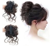 SSyang Moños Postizos de Pelo con Garra, Ondulado Pinza Postizos, Moño Postizo, Extensión de Moño Sintético, pelo Postizo, Postizos Moño y Coletas, para Mujeres (Marrón y Negro)