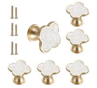 SSYHQAX 6 pomos de trébol de cuatro hojas, tiradores creativos de aleación de zinc para cajones de gabinetes de cocina, armarios, baños, tiradores de puerta de un solo agujero con tornillos (blanco)