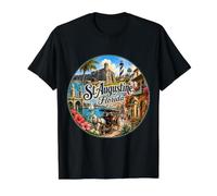 St Augustine FL Florida USA Ciudad más Antigua Camiseta gráfica económica, Hombre, Negro, S