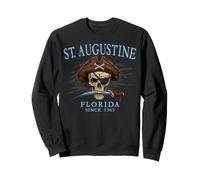 St. Augustine Florida - Calavera Pirata Desde 1565, Color Cian Sudadera