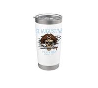 St. Augustine Florida - Calavera pirata desde 1565, color cian Vaso térmico de acero inoxidable de doble pared