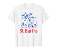 St Barths, Divertida, Isla Tropical, Palmera, Velero, Bosquejo Camiseta