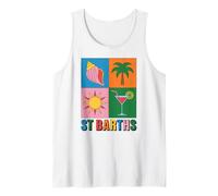 St Barths Pop Art Tropical y Retro Travel Camiseta sin Mangas
