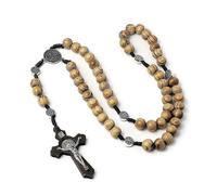 St Benedict Black Wood Rosary,Natural Wooden Bead Beads 245509