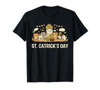 St Catricks Day Cat Design Funny Irish Cats Drinking in Pub Camiseta