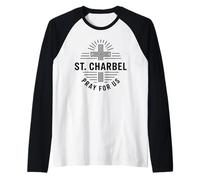 St. Charbel ruega por Nosotros Santo maronita católico Camiseta Manga Raglan
