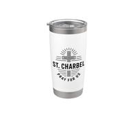 St. Charbel ruega por nosotros Santo maronita católico Vaso térmico de acero inoxidable de doble pared