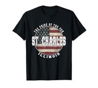 St. Charles Illinois, Bandera Americana Vintage Camiseta