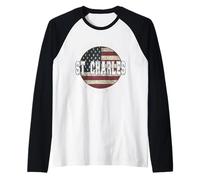 St. Charles Illinois, Bandera Americana Vintage Camiseta Manga Raglan