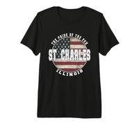 St. Charles Illinois, Bandera Americana Vintage Camiseta Premium