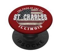 St. Charles Illinois, Bandera Americana Vintage PopSockets PopGrip Adhesivo