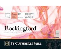 ST CUTHBERTS MILL Bockingford, Papel de acuarela para bellas artes, Prensado en caliente, 300gsm, 1 Bloc pegado en el lado, A4-29.7x21cm, Blanco, 12 hojas