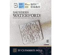 SAUNDERS WATERFORD SERIES, Bloc Encolado, 23x31cm, Grano Fino, 300g, 12 hojas, 100% Algodón Papel de Acuarela, Blanco