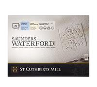 SAUNDERS WATERFORD SERIES, Bloc Encolado 4 lados, 31x41cm, Grano Fino, 300g, 20 hojas, 100% Algodón Papel de Acuarela, Blanco