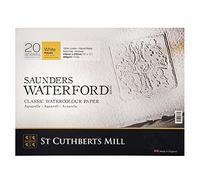 Saunders Waterford Series, Bloc Encolado 4 Lados, 31x41cm, Grano Grueso, 300g, 20 Hojas, 100% Algodón Papel de Acuarela, Blanco