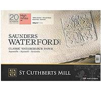 Saunders Waterford Series, Bloc Encolado 4 Lados, 31x41cm, Grano Satinado, 300g, 20 Hojas, 100% Algodón Papel de Acuarela, Extra Blanco