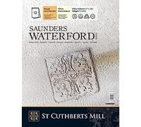 SAUNDERS WATERFORD SERIES, Bloc Encolado, 23x31cm, Grano Grueso, 300g, 12 hojas, 100% Algodón Papel de Acuarela, Blanco