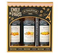 St Dalfour Emily in Paris Mermelada Set de Regalo: Naranja, Naranja jengibre, Albaricoque, 3 x 284g, sin azúcar añadido, 100% fruta