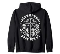 St Dymphna Pray For Us - Cruz católica Floral Sudadera con Capucha